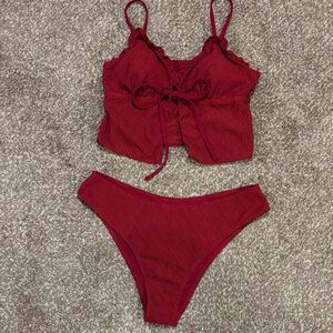 Samiol Red Lace Bikini + Swim Skirt Set (defect listed) (D/98)